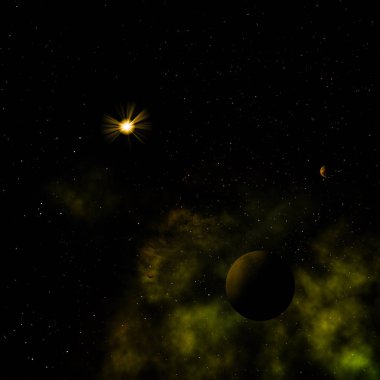 Uzayda uzak gezegenler.