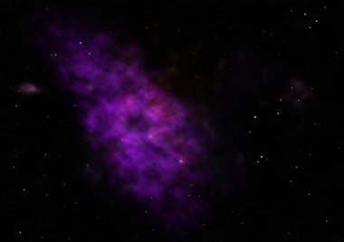 Uzaya karşı parlayan nebula ve yıldız alanı. Bu görüntünün elementleri NASA tarafından döşenmiştir. 3B görüntüleme.