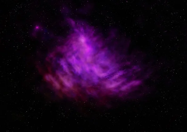 Uzayda bir yıldız alanı ve bir nebula. 3B görüntüleme — Stok fotoğraf