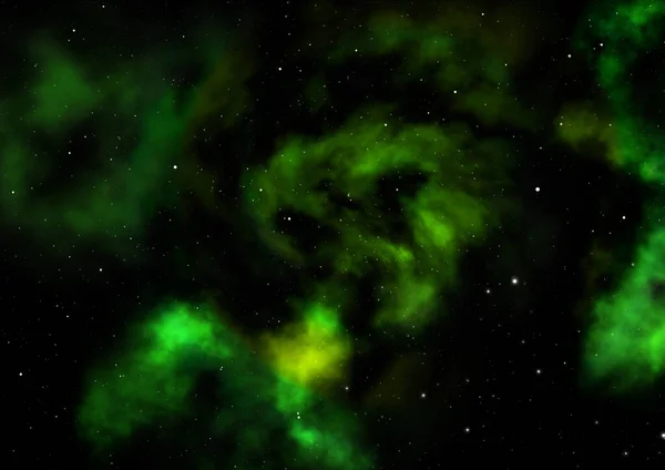 Uzayda bir yıldız alanı ve bir nebula. 3B görüntüleme — Stok fotoğraf