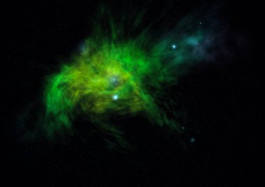 Sonsuz bir yıldız alanının küçük bir parçası. 3B görüntüleme