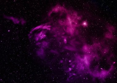 Uzayda bir yıldız alanı ve bir nebula. 3B görüntüleme