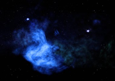 Parlayan nebula ve yıldız alanı olmak. 3B görüntüleme