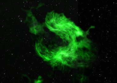 Uzayda bir yıldız alanı ve bir nebula. 3B görüntüleme