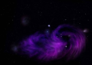 Uzayda bir yıldız alanı ve bir nebula. 3B görüntüleme