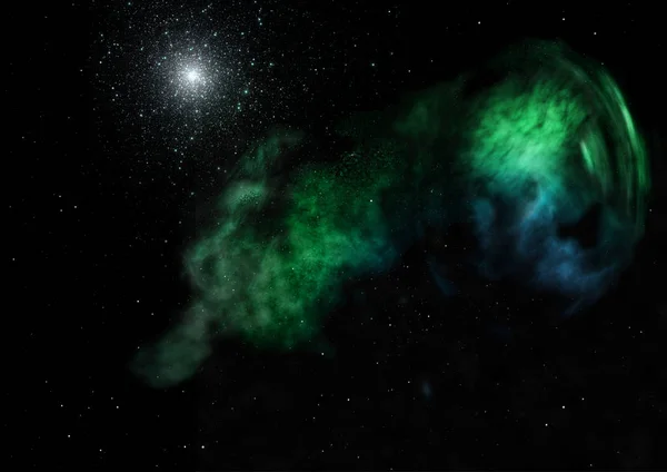 Essere brillava nebulosa e campo stellare. Rendering 3D — Foto Stock