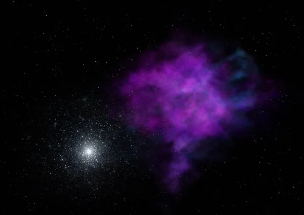 Ser nebulosa brillante y campo estelar. Renderizado 3D —  Fotos de Stock