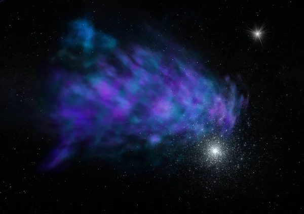 Csillagmező az űrben és köd. 3D renderelés — Stock Fotó