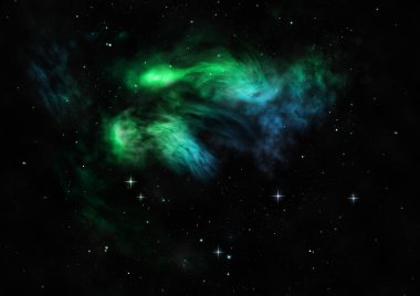 Sonsuz bir yıldız alanının küçük bir parçası. 3B görüntüleme