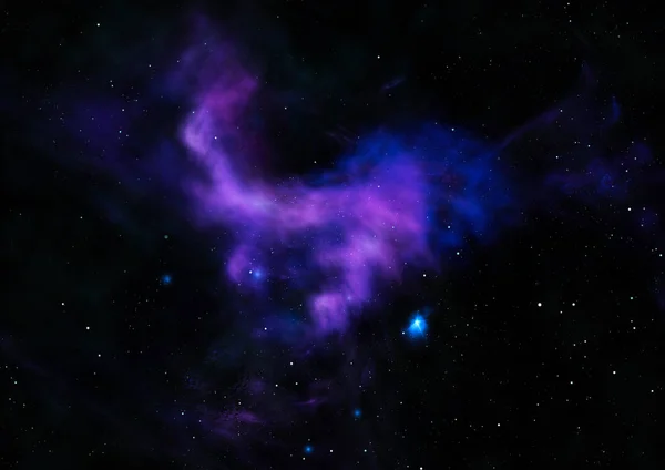 Uma pequena parte de um campo estelar infinito. Renderização 3D — Fotografia de Stock