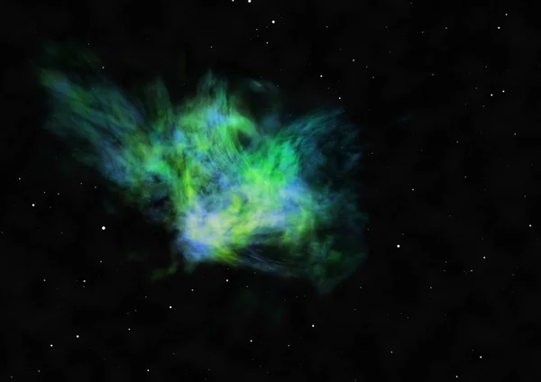 Parlayan nebula ve yıldız alanı olmak. 3B görüntüleme — Stok fotoğraf