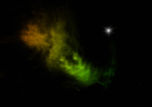 Campo stellare nello spazio e nebulose. Rendering 3D — Foto Stock