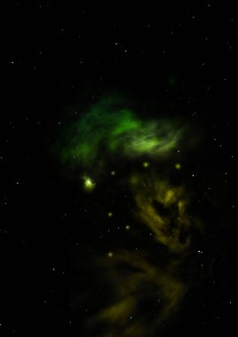 Sonsuz bir yıldız alanının küçük bir parçası. 3B görüntüleme