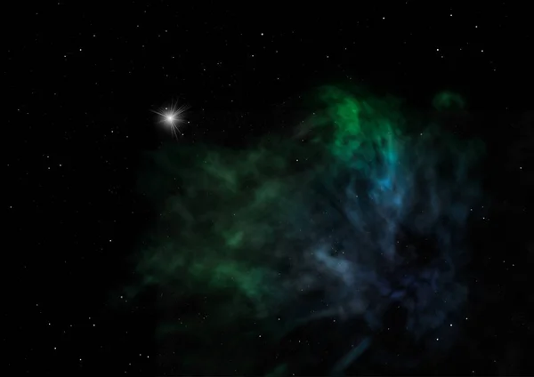 Stjärnfält i rymden och nebulosor. 3D-rendering — Stockfoto