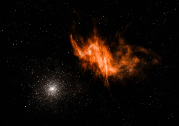 Ser nebulosa brillante y campo estelar. Renderizado 3D — Foto de Stock