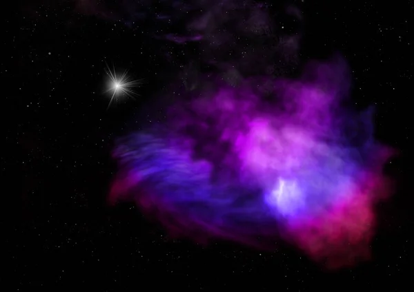 これまでのところ 宇宙空間に対して星雲や星のフィールド輝いている Nasaによって提供されたこの画像の要素 3Dレンダリング — ストック写真