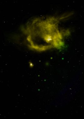 Uzaya karşı parlayan nebula ve yıldız alanı. Bu görüntünün elementleri NASA tarafından döşenmiştir. 3B görüntüleme.