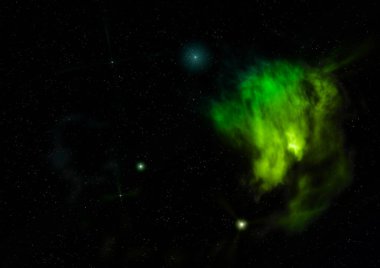 Uzayda bir yıldız alanı bir nebula ve gaz yoğunluğu. Bu görüntünün elementleri NASA tarafından döşenmiştir. 3B görüntüleme