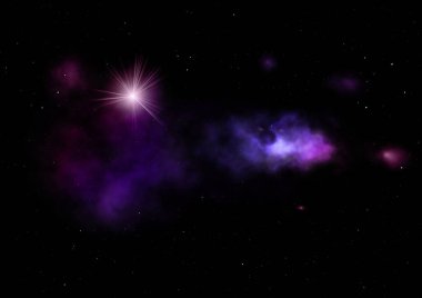 Uzayda bir yıldız alanı bir nebula ve gaz yoğunluğu. Bu görüntünün elementleri NASA tarafından döşenmiştir. 3B görüntüleme