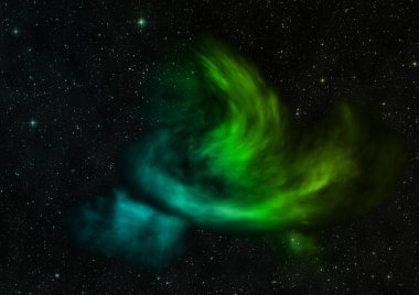 Uzayda bir yıldız alanı bir nebula ve gaz yoğunluğu. Bu görüntünün elementleri NASA tarafından döşenmiştir. 3B görüntüleme