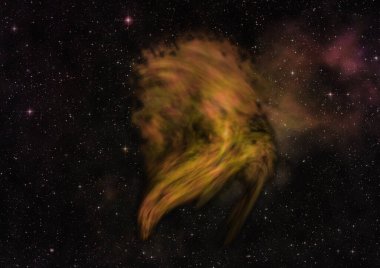 Uzayda bir yıldız alanı bir nebula ve gaz yoğunluğu. Bu görüntünün elementleri NASA tarafından döşenmiştir. 3B görüntüleme