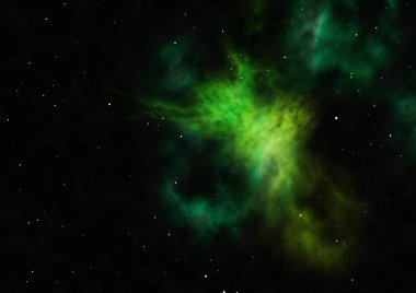 Evrendeki sonsuz uzay alanının küçük bir parçası. Bu görüntünün elementleri NASA tarafından döşenmiştir. 3B görüntüleme