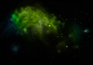 Uzayda bir yıldız alanı bir nebula ve gaz yoğunluğu. Bu görüntünün elementleri NASA tarafından döşenmiştir. 3B görüntüleme