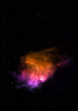 Uzaya karşı parlayan nebula ve yıldız alanı. Bu görüntünün elementleri NASA tarafından döşenmiştir. 3B görüntüleme.