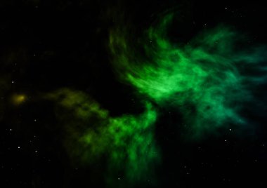 Evrendeki sonsuz uzay alanının küçük bir parçası. Bu görüntünün elementleri NASA tarafından döşenmiştir. 3B görüntüleme