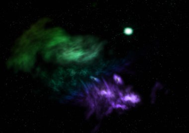 Evrendeki sonsuz uzay alanının küçük bir parçası. Bu görüntünün elementleri NASA tarafından döşenmiştir. 3B görüntüleme