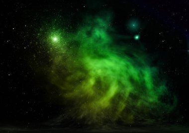 Evrendeki sonsuz uzay alanının küçük bir parçası. Bu görüntünün elementleri NASA tarafından döşenmiştir. 3B görüntüleme