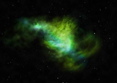 Uzayda bir yıldız alanı bir nebula ve gaz yoğunluğu. Bu görüntünün elementleri NASA tarafından döşenmiştir. 3B görüntüleme