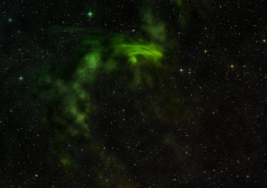 Uzayda bir yıldız alanı bir nebula ve gaz yoğunluğu. Bu görüntünün elementleri NASA tarafından döşenmiştir. 3B görüntüleme