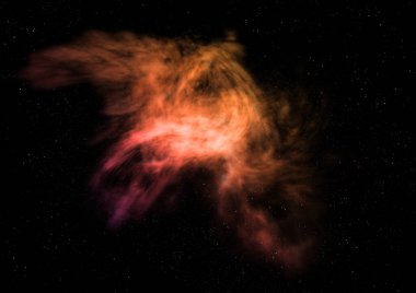 Uzaya karşı parlayan nebula ve yıldız alanı. Bu görüntünün elementleri NASA tarafından döşenmiştir. 3B görüntüleme.