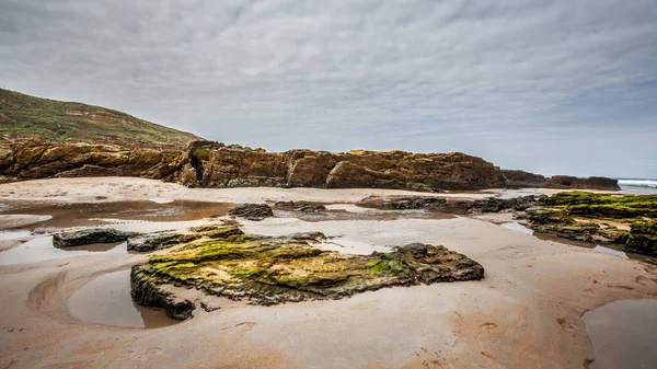 A strandtól és a parti táj sziklák. — Stock Fotó