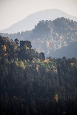 Sonbahar Almanca dağlar ve ormanlar - Sakson İsviçre de bir 