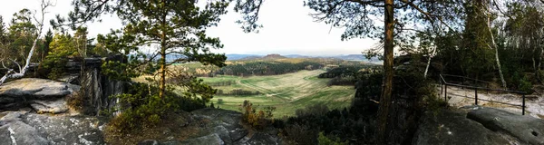 Hiking in the german Elbe Sandstone Mountains.