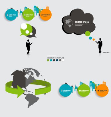 Modern infographics şablon stili. konuşma balonu, ağaç ve bui