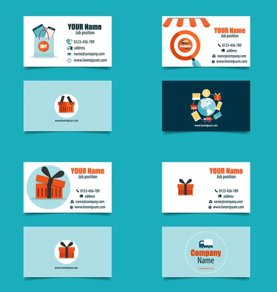 Modèle de carte de visite moderne avec concept Business, Boutique en ligne — Image vectorielle