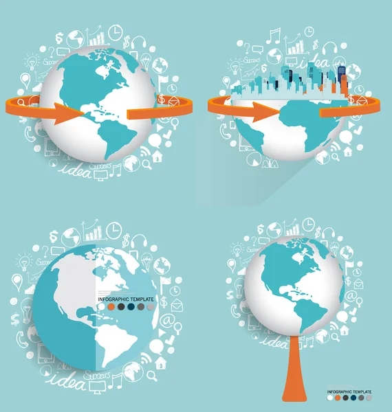 Modern globe and City with application icon, modern template des — Stock Vector