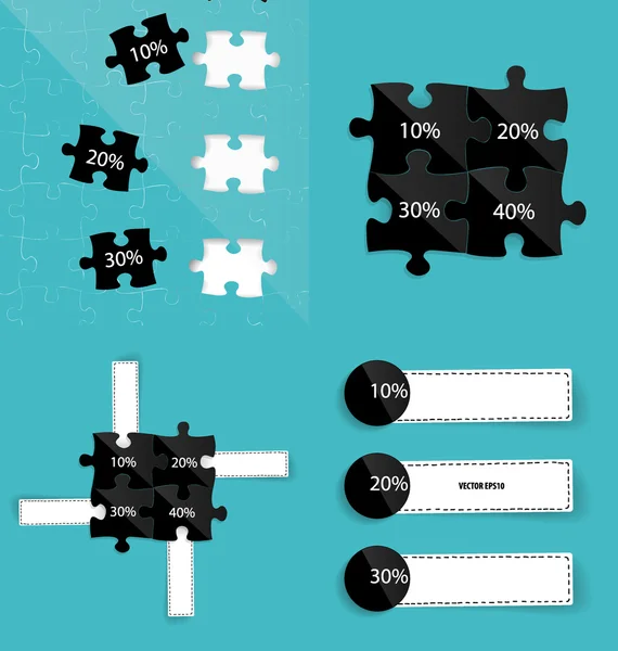 Estilo de modelo de infográficos modernos. Peças de quebra-cabeça de negócios. Vec — Vetor de Stock