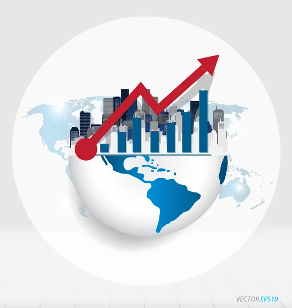 Globe en Building met modern design Graph, kunnen gebruikt worden voor busines — Stockvector