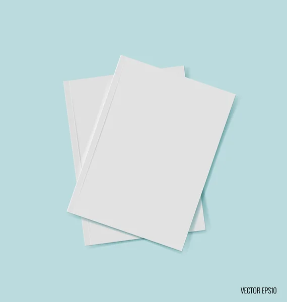 Lege catalogus, tijdschriften, boeken mock up op blauwe achtergrond. Vector — Stockvector