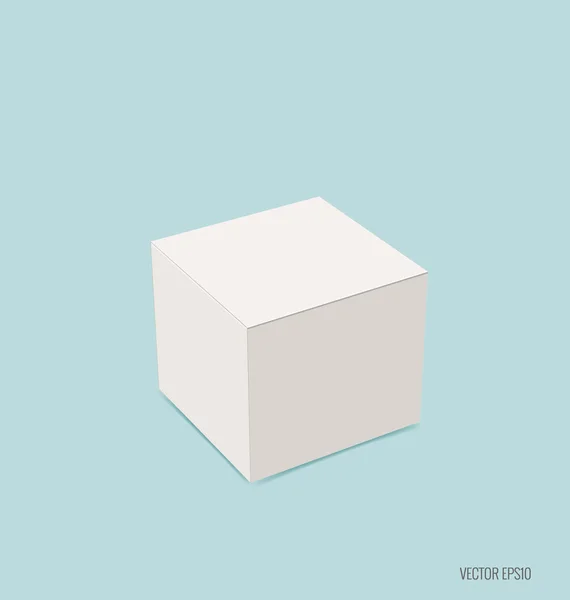 La caja blanca en blanco se burla del fondo azul. Ilustración vectorial . — Archivo Imágenes Vectoriales