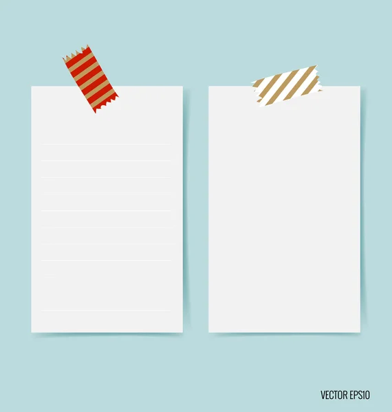 Blank white note papers, ready for your message. Vector illustra — Stock Vector