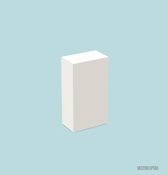 Prázdná bílá krabice mock-up na modrém pozadí. Vektorové ilustrace. — Stockový vektor
