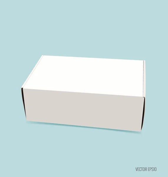 Leere weiße Box-Attrappe auf blauem Hintergrund. Vektorillustration. — Stockvektor
