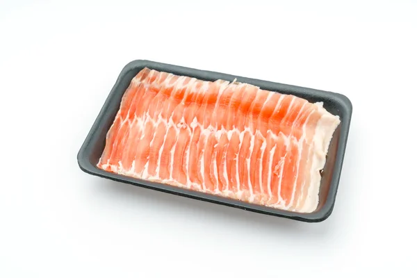 Glisați carnea de porc brută pe fundal alb  . — Fotografie, imagine de stoc