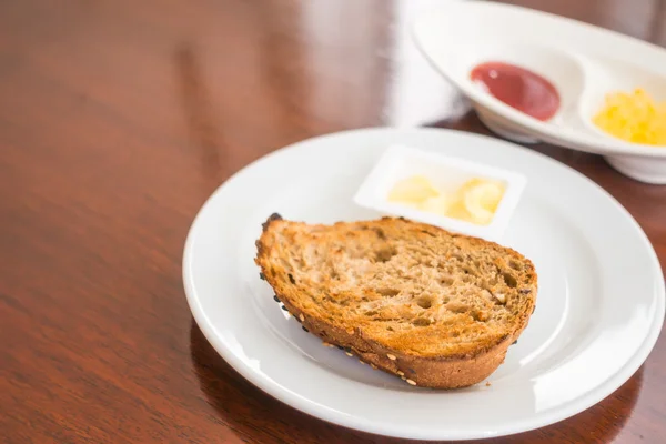 Toast bread in a white plate  . — Stock Photo, Image