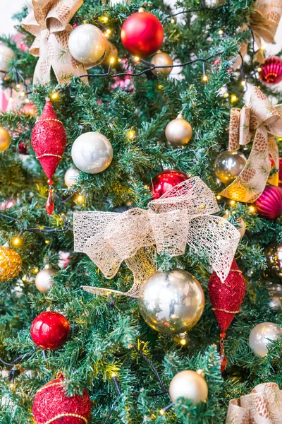 Closeup of Christmas tree decorations background — Stock Photo, Image